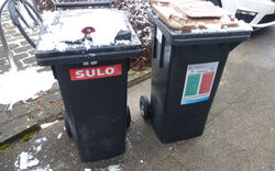 Mülltonnen mit Schnee
